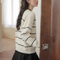 Emily Floral Stripe Sweater (White/Black)