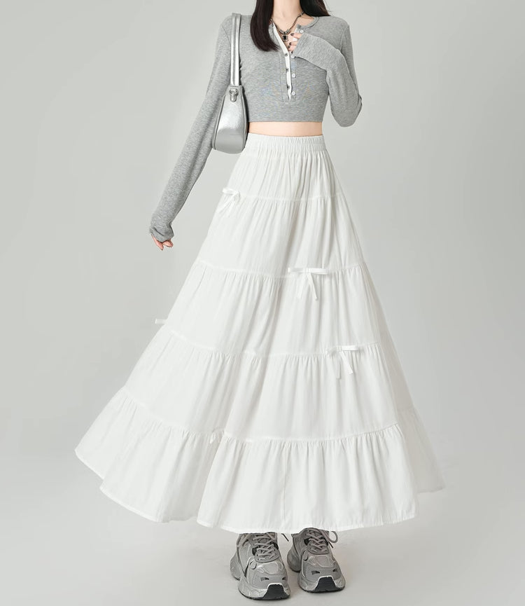 Tiered Bows Midi Skirt (5 Colors)