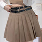 Double Belted Pleated Mini Skirt (5 Colors)