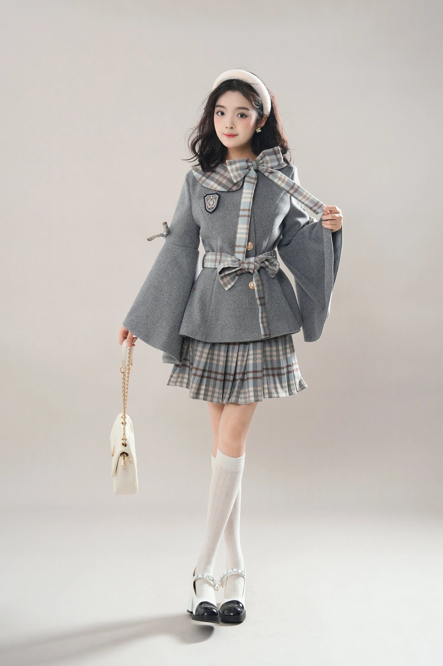 Trumpet Sleeve Short Coat & Skirt (2 Colors)