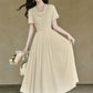 Grapevine Scallop Collar Midi Dress (Yellow)