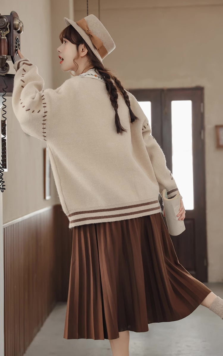 Bear Stitch Cardigan (Khaki)