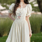 Cottage Flower Midi Dress (Cream)