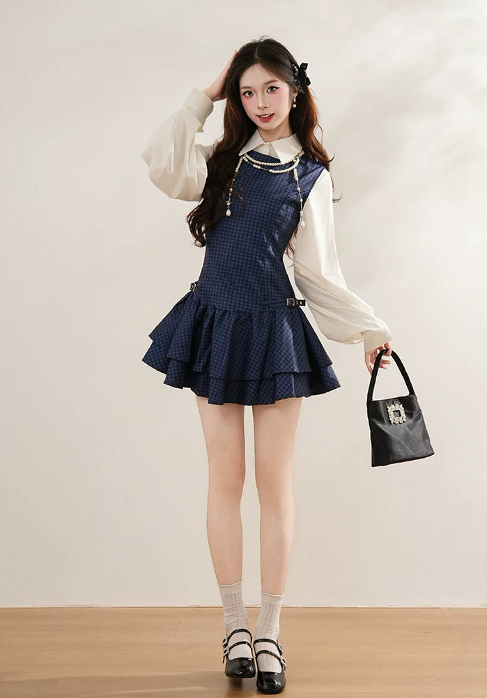 Prep Plaid Mini Dress & Blouse (2 Colors)