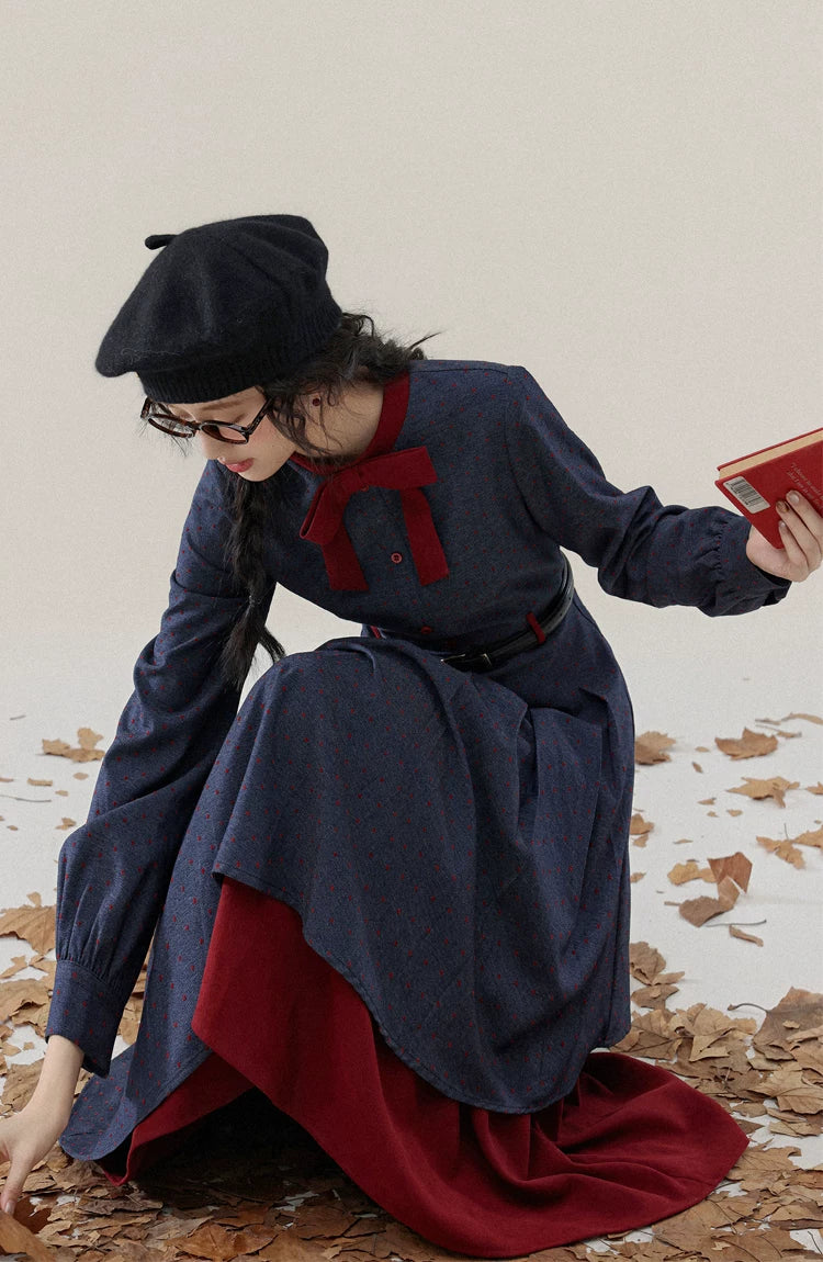 Poison Apple Midi Dress (Blue/Red)