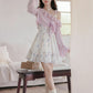 Sweet Floral Mini Dress (White/Purple)