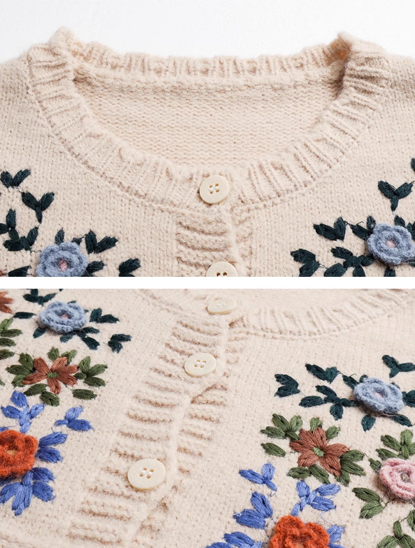 Grandma's Autumn Floral Embroidered Cardigan (2 Colors)