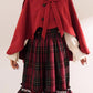 Red Riding Hood Plaid Midi Dress & Capelet (Red)