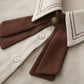 Corduroy Suede Suspender Skirt / Blouse (Brown)