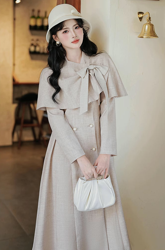 Darling Dearest Midi Dress & Capelet (Light Grey)