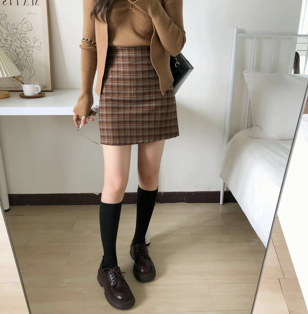 Cinnamon Spice Plaid Skirt (2 Colors)