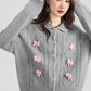 Braided Knit Bows Cardigan (Gray)