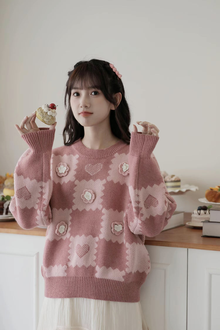 Checkerboard Biscuit Sweater (2 Colors)