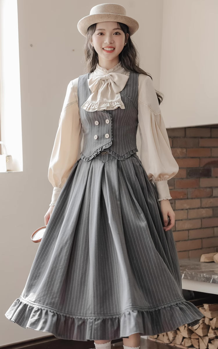 Victoria Stripe Waistcoat (Gray)
