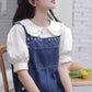 Flower Embroidered Mini Pinafore Dress (Dark Denim)