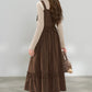 Playful Buttons Twofer Midi Dress (Brown)