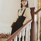 Long Sleeve Crepe Suspender Skirt Set (2 Colors)