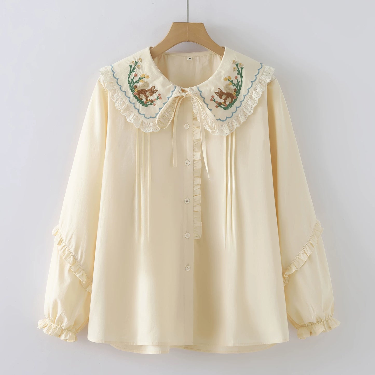 Peek-a-Squirrel Embroidered Blouse (3 Colors)