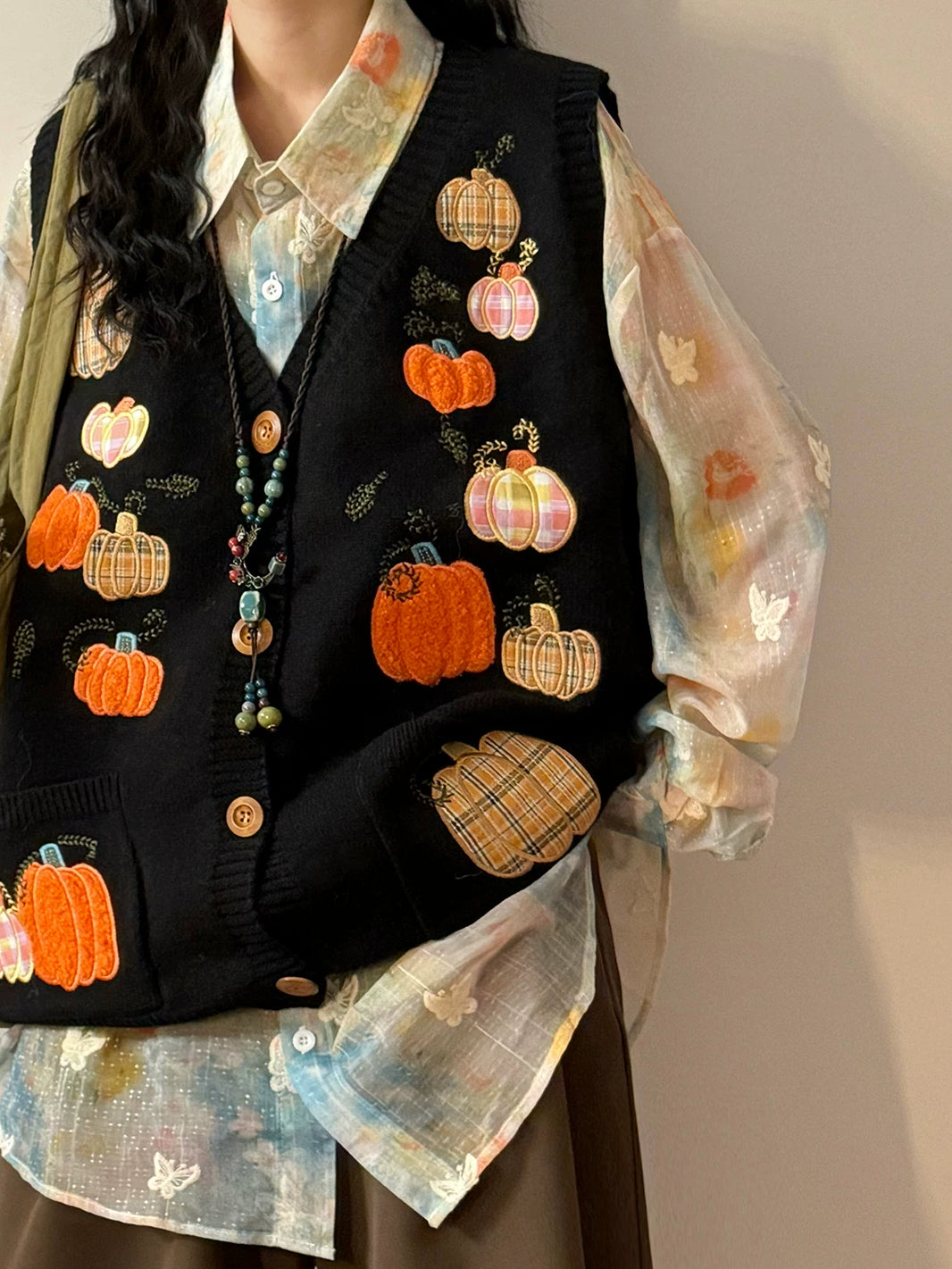 Pumpkin Patch Sweater Vest (Black)