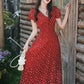 Ditsy Floral Maxi Dress (Red)