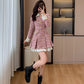 Flirty Plaid Tweed Mini Dress (Pink)