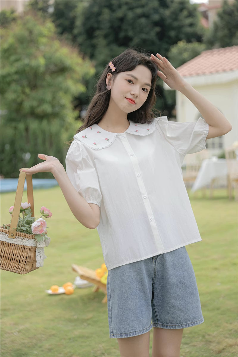 Budding Blossoms Short Sleeve Blouse (2 Colors)