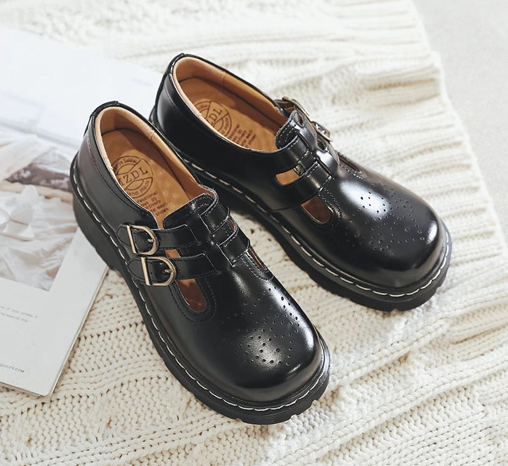 Double Buckle Mary Jane Brogues (2 Colors)