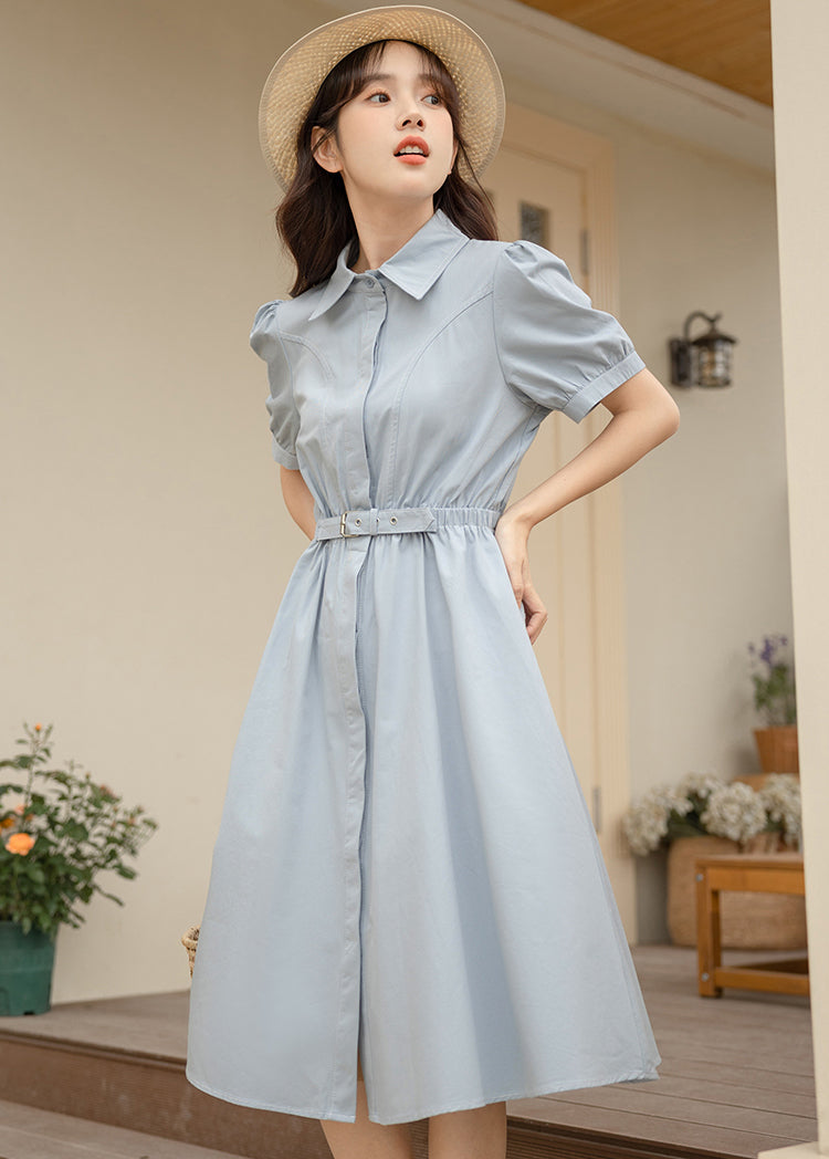 knee length korean long sleeve dress