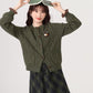 Braided Round Neck Cardigan (Olive)