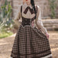 Mocca Plaid Suspender Skirt (Brown)