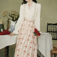 Rose Wallpaper Blouse & Skirt Set (Cream/Red)