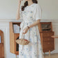 Ditsy Floral Patchwork Apron Dress (White)