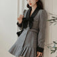 Peter Pan Collar Bow Mini Dress Coat (Gray)