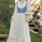 Belle Twofer Corset Peasant Maxi Dress (White/Blue)