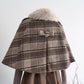 Mint Cocoa Plaid Capelet & Dress Set (Khaki)
