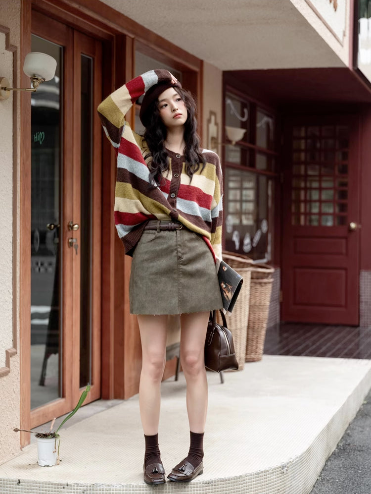 Retro Stripe Cardigan (2 Colors)