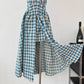 Vintage Gingham Floral Cami Dress (Blue)