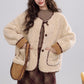 Round Neck Teddy Jacket (Khaki)
