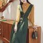 Gingko Stripe Pinafore & Sweater Set (Mustard/Green)