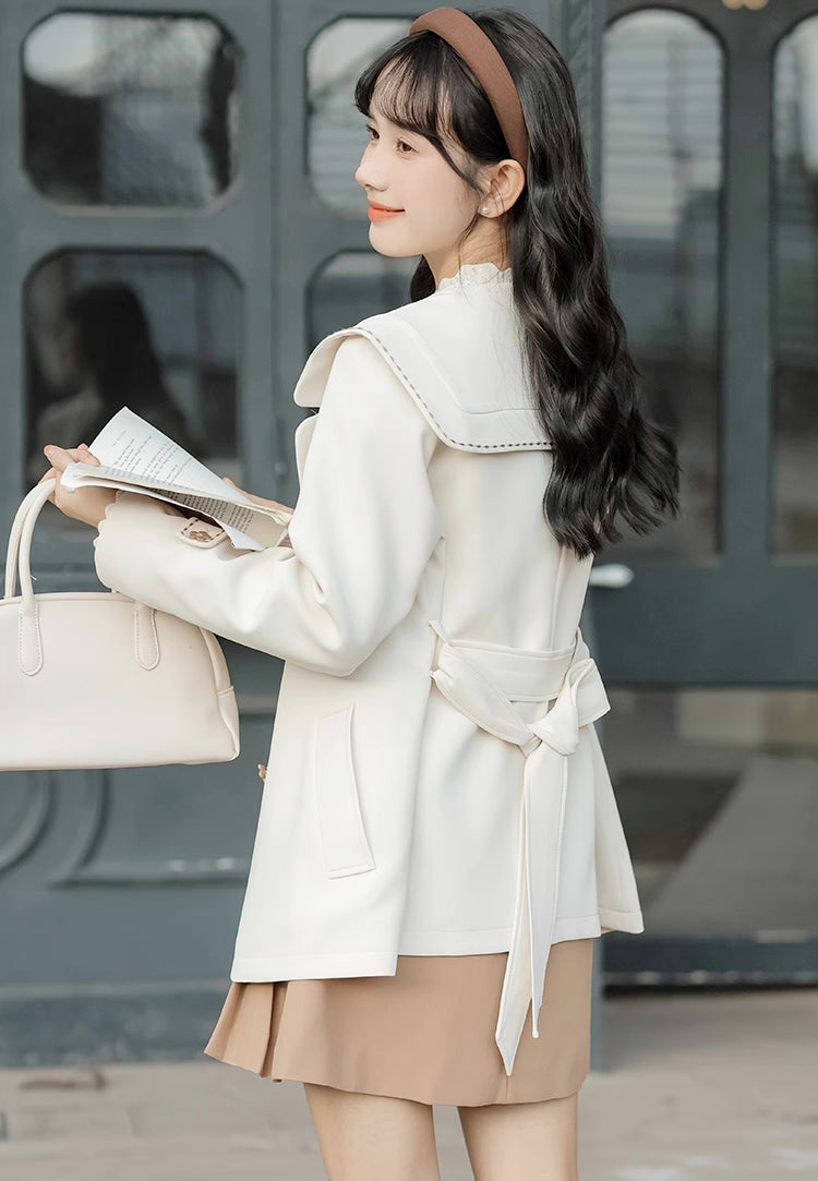 Flower Pop Short Trench Coat (Off-White)