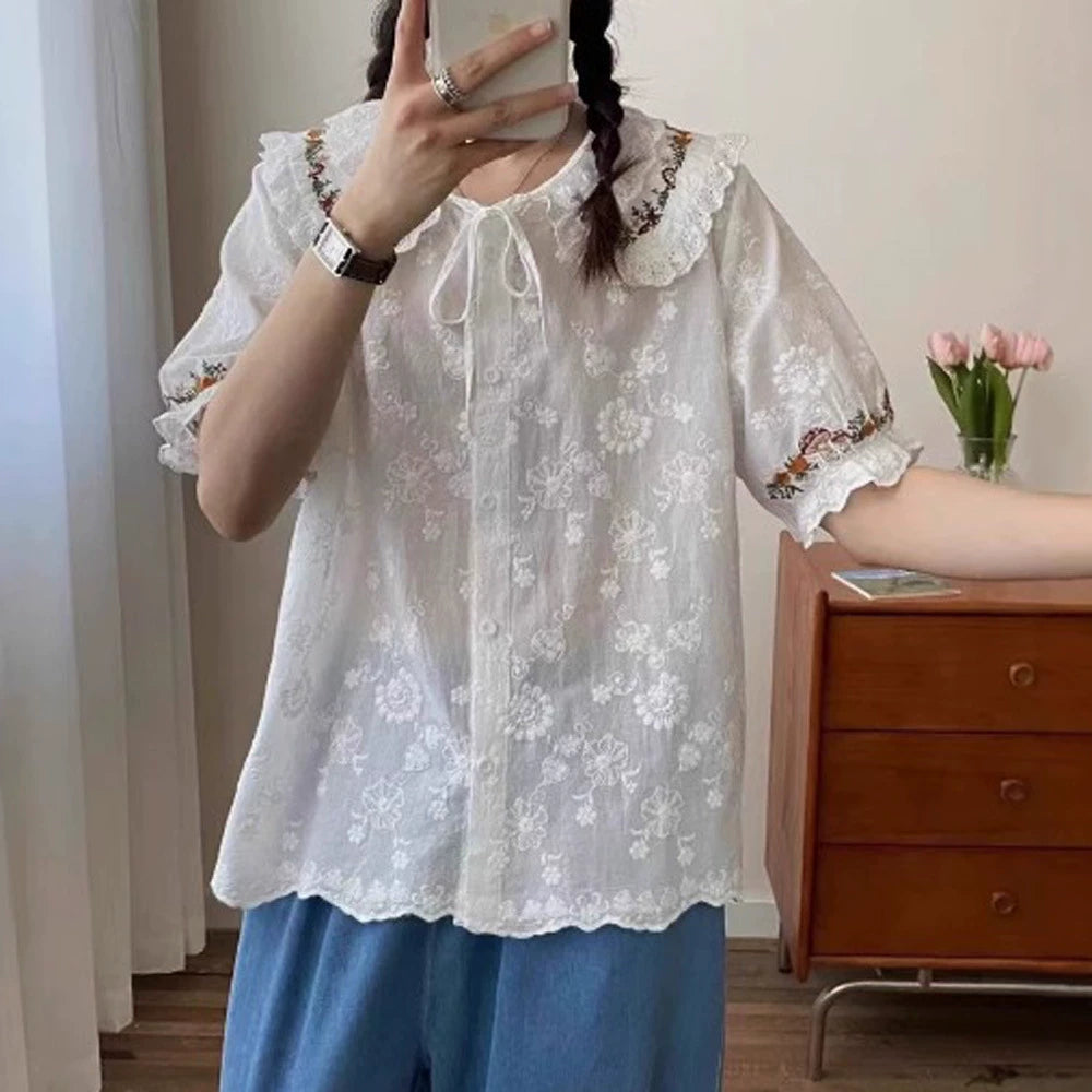 Forest Floor Embroidered Blouse (2 Colors)