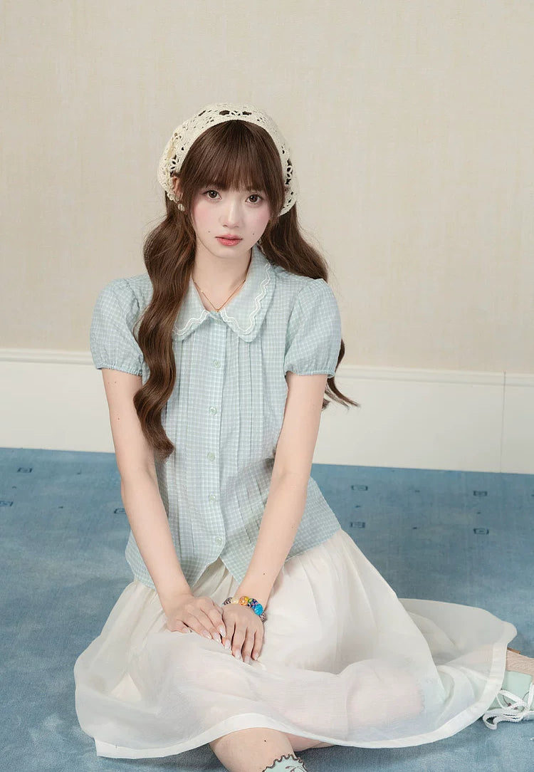 Gingham Fresh Blouse (Mint)