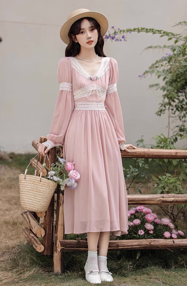 Rose Fairy Midi Dress (Pink)