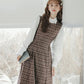 Cocoa Plaid Midi Dress (Dark Brown)