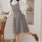 Gingham Tweed Pinafore Dress (Black Brown)