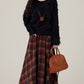 Bookshop Plaid Midi Skirt (Red/Khaki)