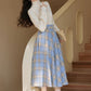 Frozen Plaid Midi Skirt (Blue)