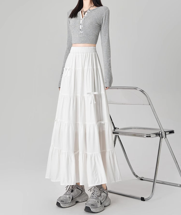 Tiered Bows Midi Skirt (5 Colors)