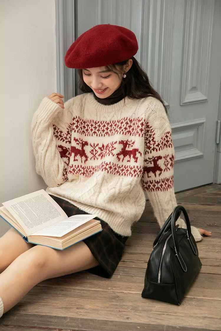 Reindeer Fair Isle Sweater (Cream)