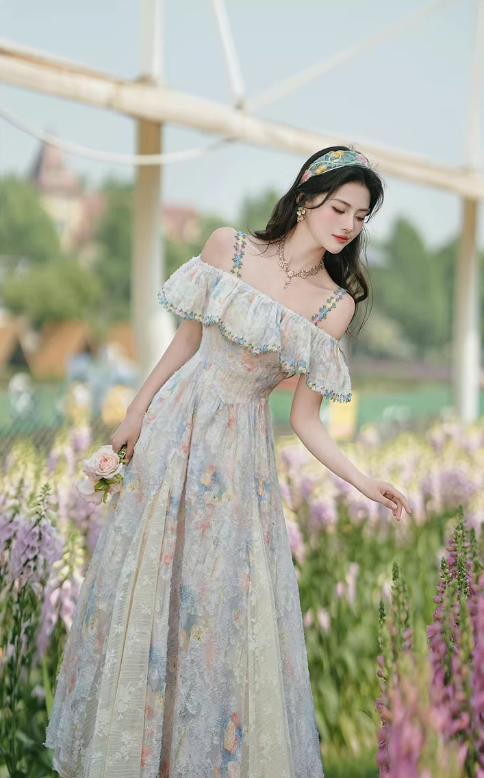 Watercolor Paint Three-Way Dress (Blue)